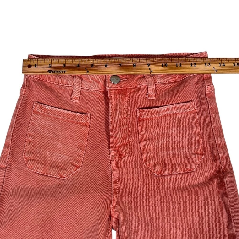 Risen Los Angeles Womens Coral Denim Patch Pocket Bell Bottom Jeans Size 3/26 - Picture 14 of 16